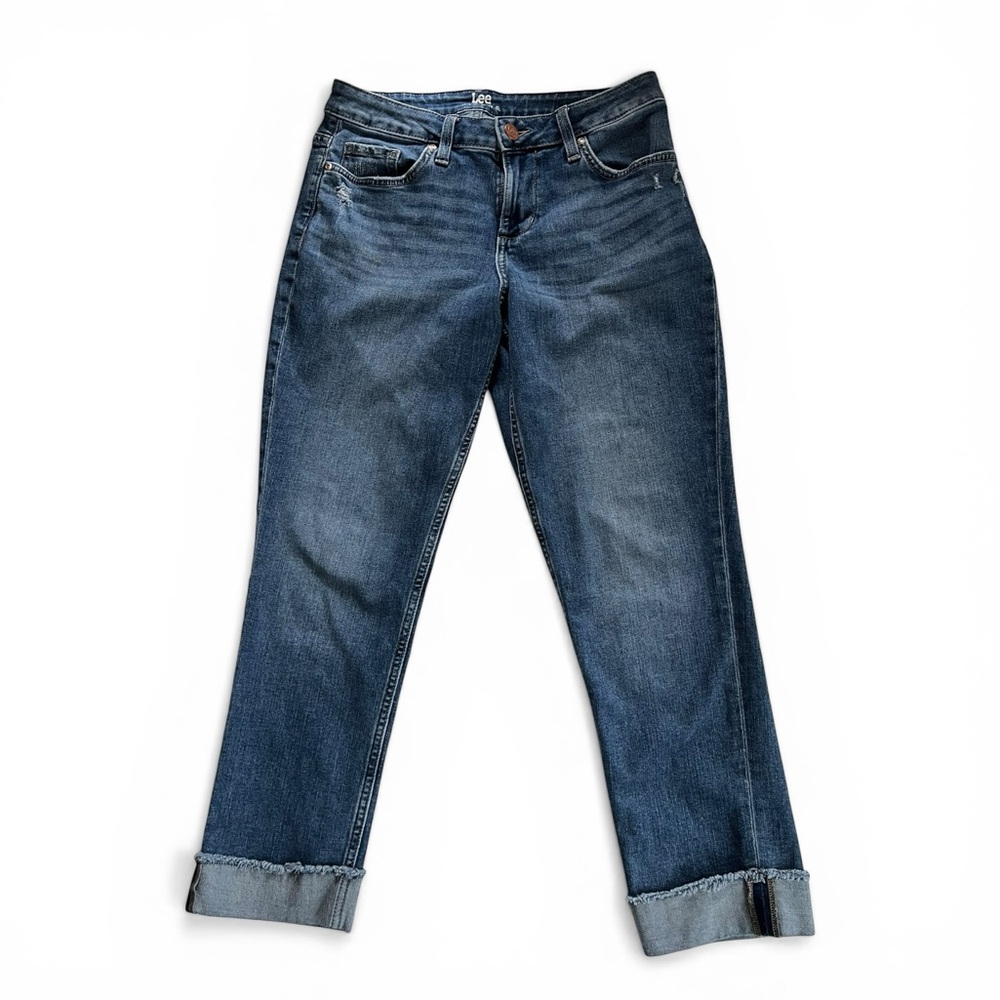 Lee Women's Mid-Blue Straight Leg Cropped Cuffed Jeans - 6